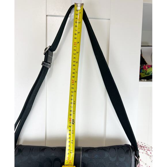 Vintage Coach Canvas Signature Logo Crossbody Messenger Bag #D25-5229 Black - Picture 4 of 16